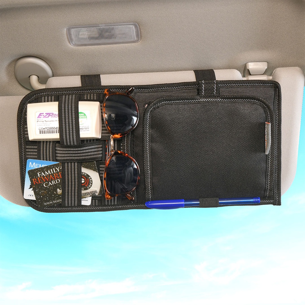 Sun visor organizer with mirror discount